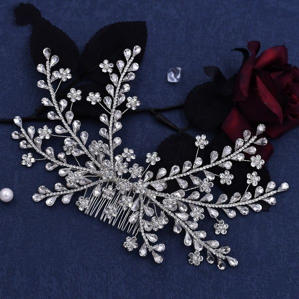 

luxury silver crystals bridal headpieces hair combs for wedding hairpin clips sparkly rhinestones women headwear prom hair accessories crown