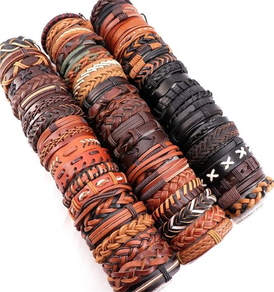 

whole mens vintage leather bangle bracelets cuff jewelry gift party for women7274234, Golden;silver