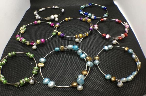 

10 colors freshwater pearl beads bracelet natural fashion pearl jewelry adjustable bracelet charms women039s gift love wish pea9804832, Black