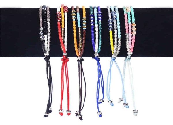 

handmade adjustable multilayer small colorful beads rope cord bracelet jewelry for woven gift 5pcsset1066940, Golden;silver