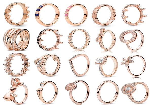 

new rose gold romantic bowknot crown rings for women with clear crystal fine finger ring wedding jewelry gift special offer3857727, Golden;silver
