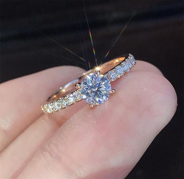 

rose gold diamond ring crystal engagement rings for women luxury designer jewelry women rings wedding rings sets fashion jewelry7445664, Golden;silver