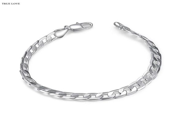 

fashion men039s jewelry 925 sterling silver plated 6mm figaro chain bracelet cool street style low whole 5166800, Black