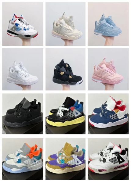 

designer kids shoes sneakers jumpman 4 running basketball shoe j4 baby breathable shoes sneaker girls boys white black outdoor sports all ma