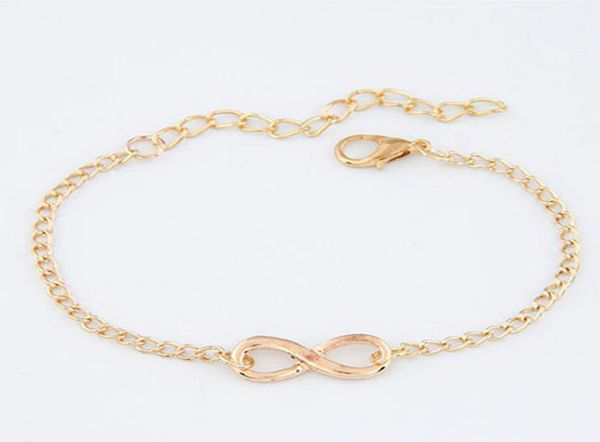 

new fashion infinity charm chain heart bracelet for women wedding jewelry whole minimalist bangles2596732, Golden;silver
