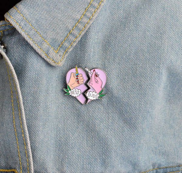 

buds brooch pins button metal enamel broken heart charm brooches fit denim jacket collar badge for women bbf friendship jewel1095050, Gray