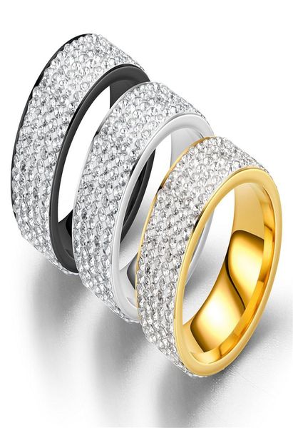 

handamde 18k gold plated five rows diamond ring lovers stainless steel rings jewelry2418319, Silver