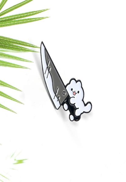 

white cat knife enamel brooches pin for women fashion dress coat shirt demin metal brooch pins badges promotion gift 2021 new desi7752383, Gray