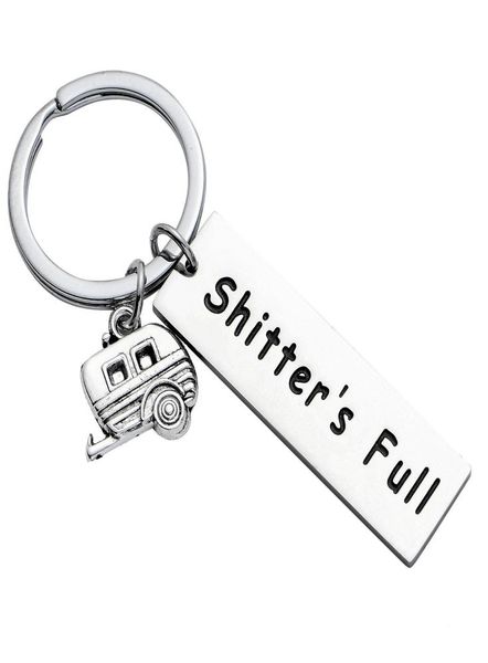 

12pc shitter 039s full stainless steel keyrings happy camper camping trailer charm pendant keychains women men friends party gi9257261, Slivery;golden
