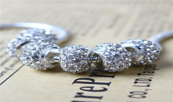 

white crystal clay charm bead 925 silver plated fashion women jewelry stunning european style for bracelet necklace panmf-044918102, Bronze;silver
