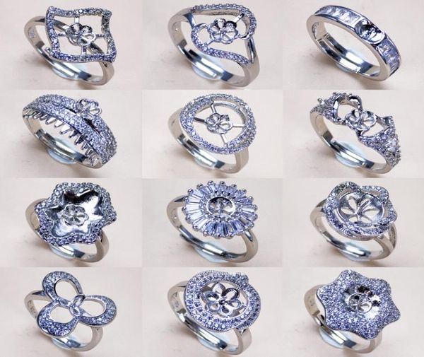

2019 pearl rings settings 925 silver ring settings ring for women mounting ring blank diy fashion jewelry accessories wedding gift4273353, Slivery;crystal