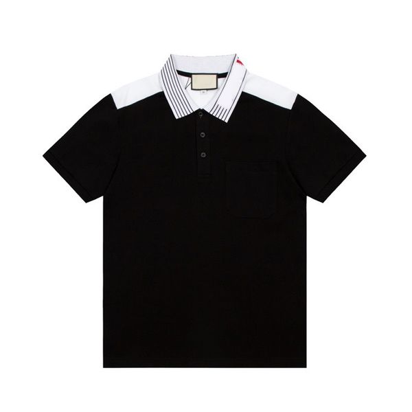 

23ss designer men's polos tees luxury t shirt summer collar letter stripes splicing print t-shirts casual cotton sleeve webbing printed, White;black
