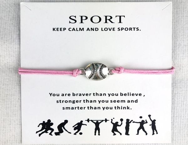 

10pcslot baseball softball charm wax cords bracelets sports women men boys girls fashion jewelry friendship jewelry gift7843780, Golden;silver