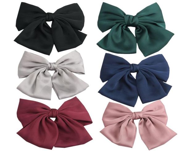 

good quality japanese styles large hair bows double layer satin fabric big bow hairpins women hair clips spring barrettes5467972, Golden;silver