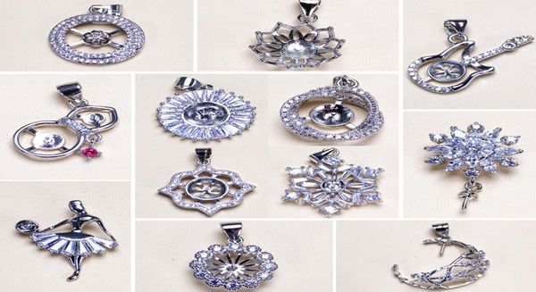 

new zircon necklace settings s925 sliver pearl pendant 16 styles pearl necklace for women girl fashion jewelry diy wedding gift8523165, Slivery;crystal