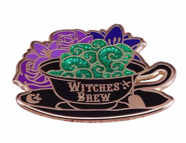 

witches brew enamel pin glittery green potion brooch magical spooky witchy badge halloween gift8696223, Gray