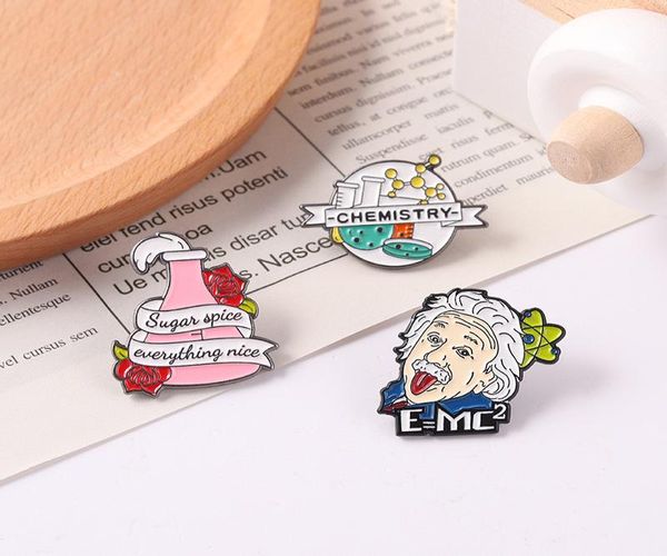 

chemistry enamel brooches pin for women fashion dress coat shirt demin metal funny brooch pins badges promotion gift 2021 new desi3801252, Gray