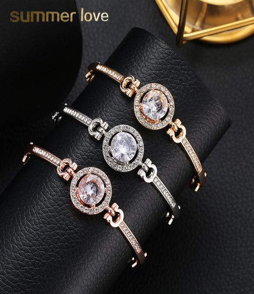 

new arrival fashion rhinestone zircon bracelet for women big crystal stone adjustable size gold silver rose gold bracelet party je4934486, Black