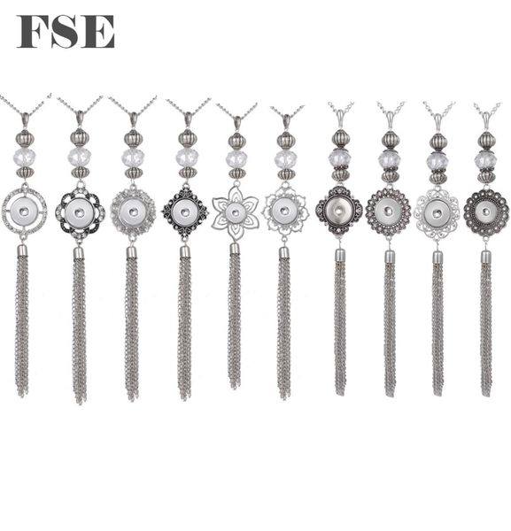 

multi styles 18mm snap charms tassel pendant necklace fit 1820mm ginger snap button 18mm rhinestone pendant 20mm snap jewelry 8048021946, Silver