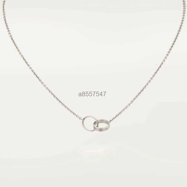 

new classic design double loop charms pendant love necklace women girls 316l steel wedding jewelry collares collierzlug, Silver