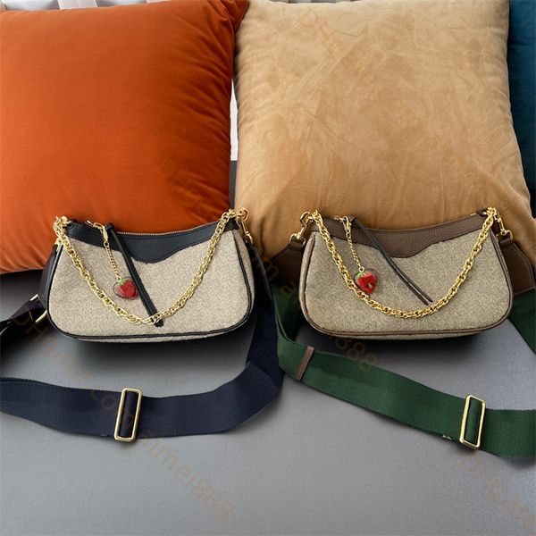 

women shoulder bag letter printing handbags purse underarm package canvas 5a quality totes wallets strawberry pendant handbag lady chain sho