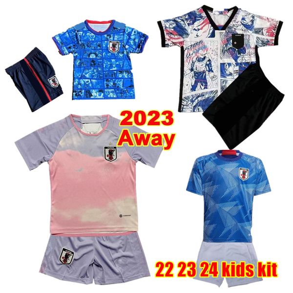 

2023 kids japan soccer jerseys kit cartoon isagi atom tsubasa minamino asano doan kubo ito 2024 japanese special uniform 22 23 24 football s, Black;yellow