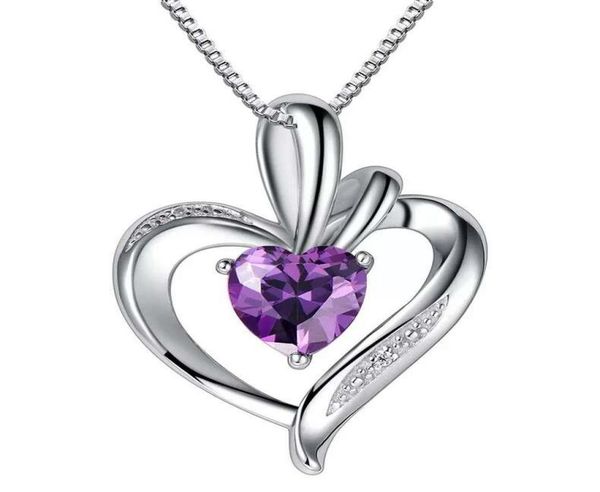 

925 sterling silver items crystal jewelry pendant statement necklaces purple heart shaped wedding vintage infinity charms9989211