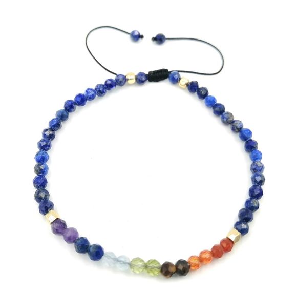 

jln 3mm faceted gemstone bracelet tiny beads pink tourmaline amethyst lapis quartz black spinel adjustable braided bracelet for wo6801984