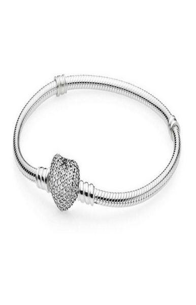 

wholesal 16-21cm 925 silver heart button bracelet snake chain clasp fit european beads for bracelet charm beads bangle & jewelry diy9052098, Golden;silver
