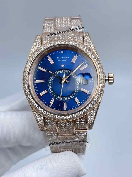

designer mens wristwatches automatic mechanical full diamond iced out man watch stainless steel 42mm classic wristwatch waterproof sport man, Slivery;golden