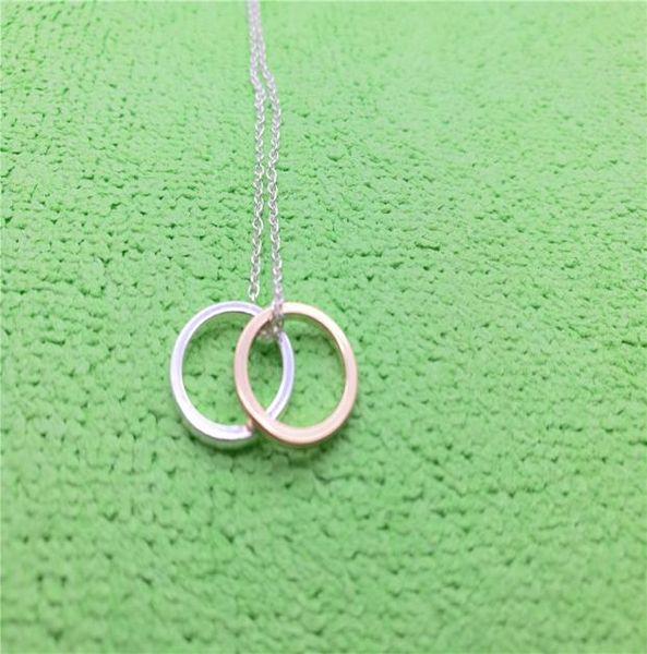 

npc double ring chain pendant necklace round geometric hollow clavicle ladies lucky woman mother men039s family gifts jewelry8667211, Silver