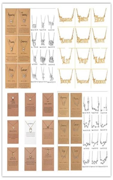 

12 constellation zodiac necklace horoscope sign zircon korean jewelry star galaxy libra astrology women necklace gift with retail 8141740, Silver