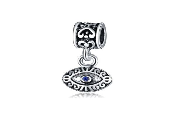 

fits bracelets 30pcs blue evil eye crystal dangle pendant charms beads silver charms bead for women diy european necklace jewelry2754140, Black