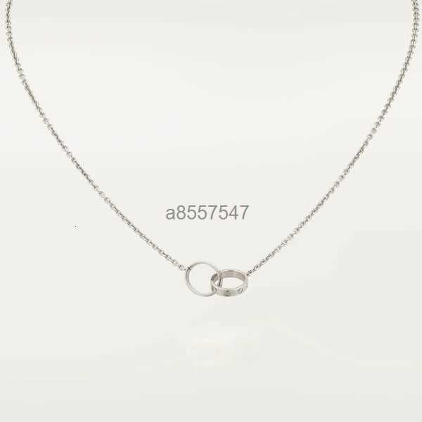 

new classic design double loop charms pendant love necklace women girls 316l steel wedding jewelry collares collier 1kku1, Silver