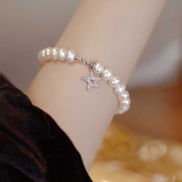 

freshwater pearl bracelet women's natural genuine s925 sterling silver new light luxury small group premium feel, Golden;silver
