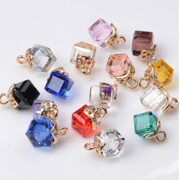 

natural stone pendant faceted bean shape crystal exquisite charm for jewelry making diy necklace earrings accessories 10pcs pack9787861, Bronze;silver
