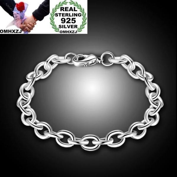 

omhxzj whole personality fashion woman girl party gift oval circles chain 925 sterling silver 18kt gold bracelet br1231925246, Black