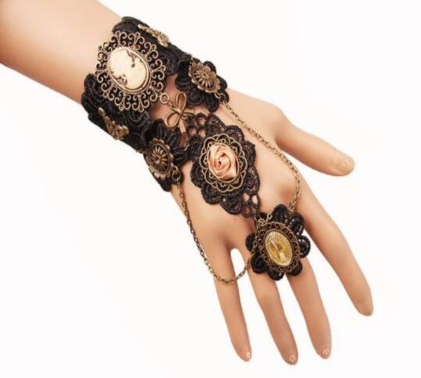 

european and american vintage lace bracelet women039s steam engine gear hand ornaments band ring stylish classic elegant3728865, Golden;silver