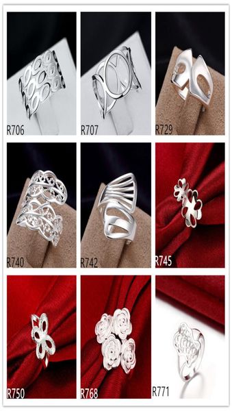 

10 pieces diffrent style sterling silver plated rings dmmsr14whole fashion 925 silver plate ring factory direct 9339128
