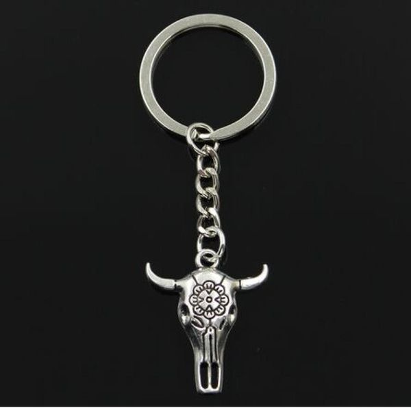 

30pcslot key ring keychain jewelry silver plated skull bull ox star headcharms pendant for key accessories5387687, Slivery;golden