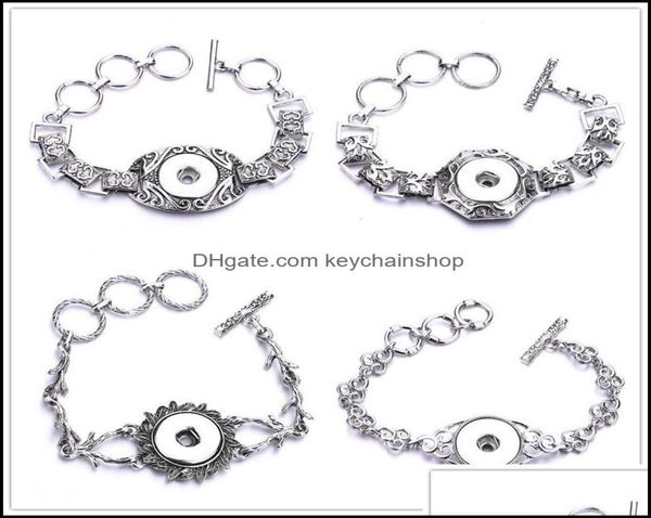 

charm bracelets jewelry vintage mixed styles 18mm snap button heart bracelet sier gold link chain three snaps buttons for women me6674927, Golden;silver