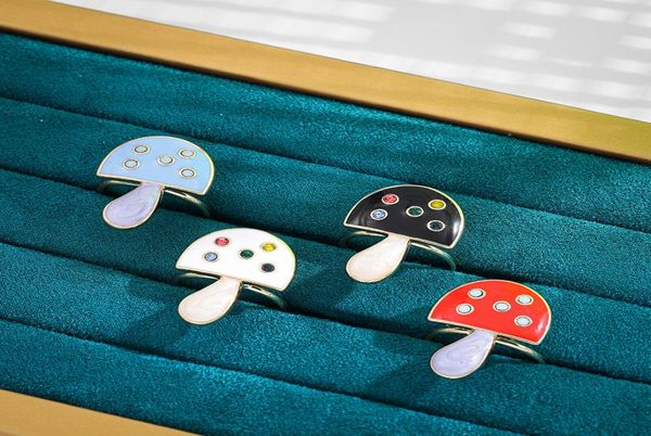

fashion multicolor dripping oil mushroom ring for woman vintage retro colorful cz crystal statement big rings jewelry gifts3752844, Silver