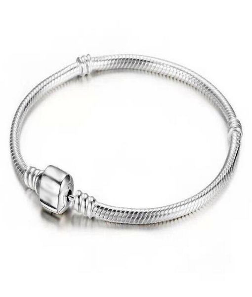 

factory wholesale 925 sterling silver bracelets 3mm snake chain fit charm bead bangle bracelet jewelry gift for men women1157065, Golden;silver