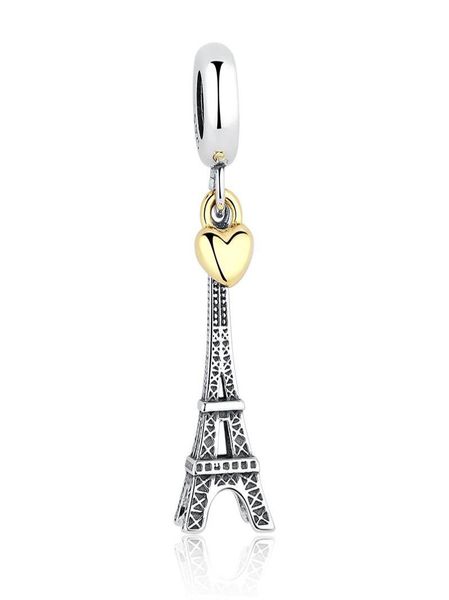 

paris eiffel tower charm pendant gold heart beads fit bracelets necklaces1980909, Black