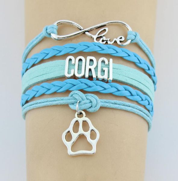 

infinity love corgi paw charm wrap bracelets paw print charms animal bracelet gifts for women men bracelets jewelry7172528, Golden;silver