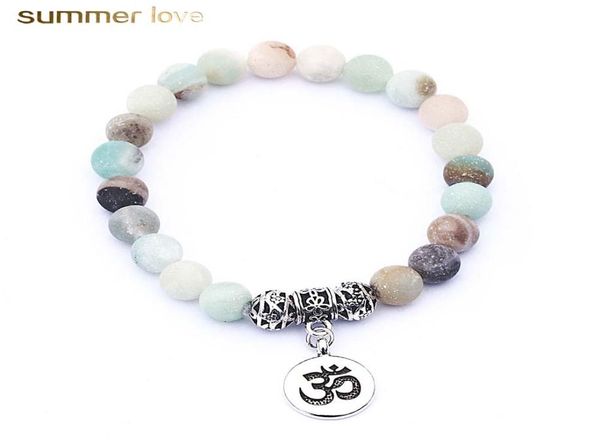 

handmade 8mm matte natural stone beaded bracelet for women men elastic colorful beads alloy charm bracelet jewelry whole2742052, Black