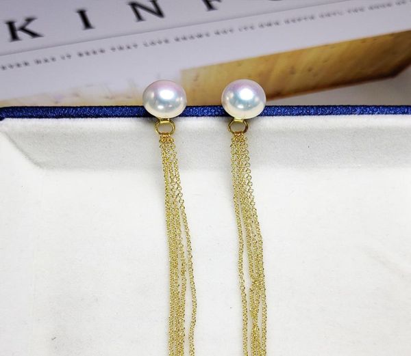 

long tassel pearl earrings 14k gold filled pearl stud earrings 89mm pearl earring for women anniversary gift jewelry highgloss 15546043, Golden;silver