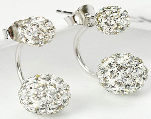 

double sided shambala ball stud earrings diamond crystal disco beads earings 925 silver plated fine jewelry for women5538895, Golden;silver
