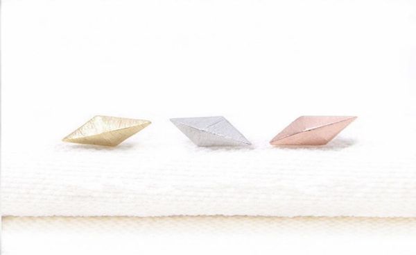 

10pcs fashion threedimensional rhombus stud earrings whole04366602, Golden;silver