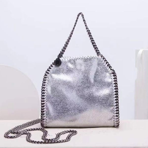 

stella designer mccartney falabella mini tote bag luxury woman metallic sliver red black tiny shopping women handbag leather crossbody shoul